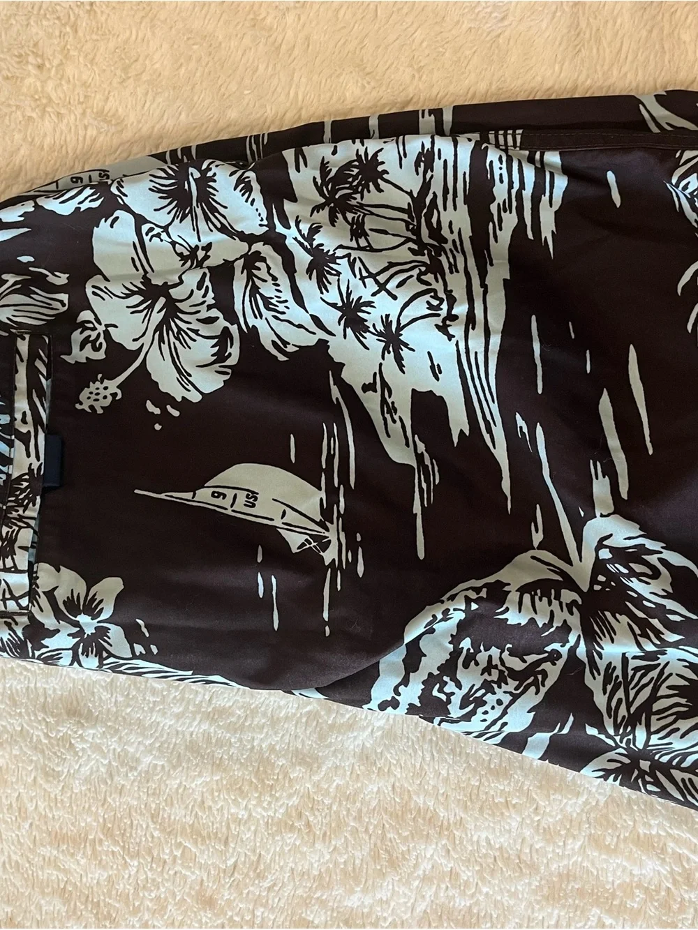 Nautica Black Swim Trunks with Light Blue Tropical Print